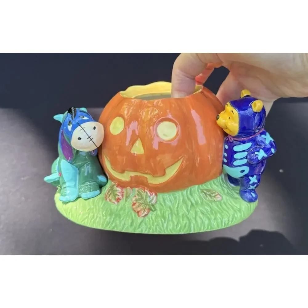 Vintage 1998 DISNEY STORE Halloween Candy Jar Pooh Piglet Eeyore Rare!